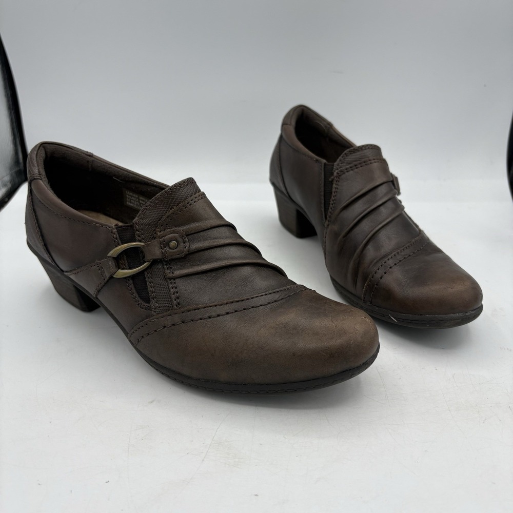 Earth Origins Shoes Womens Size‎ 7.5 M Mavis Brown Slip On Block Heel Loafers